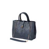 Navy Textured Tote Bag with Shoulder Chain